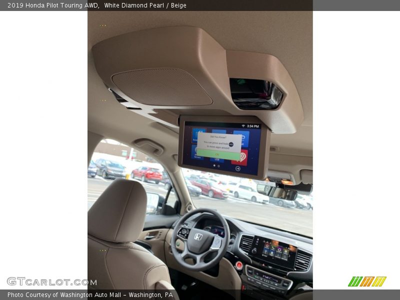 White Diamond Pearl / Beige 2019 Honda Pilot Touring AWD
