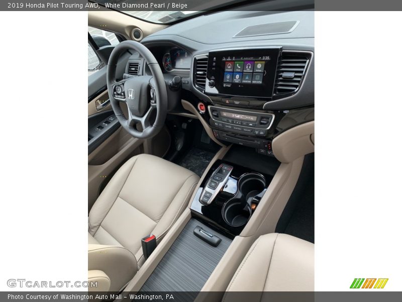 White Diamond Pearl / Beige 2019 Honda Pilot Touring AWD