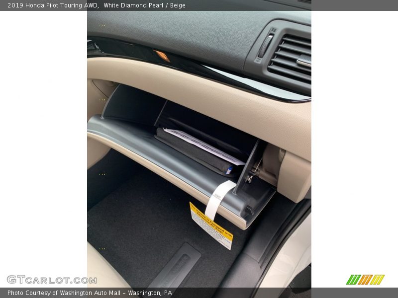 White Diamond Pearl / Beige 2019 Honda Pilot Touring AWD