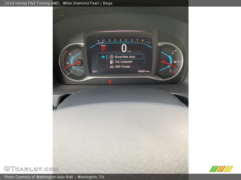 White Diamond Pearl / Beige 2019 Honda Pilot Touring AWD
