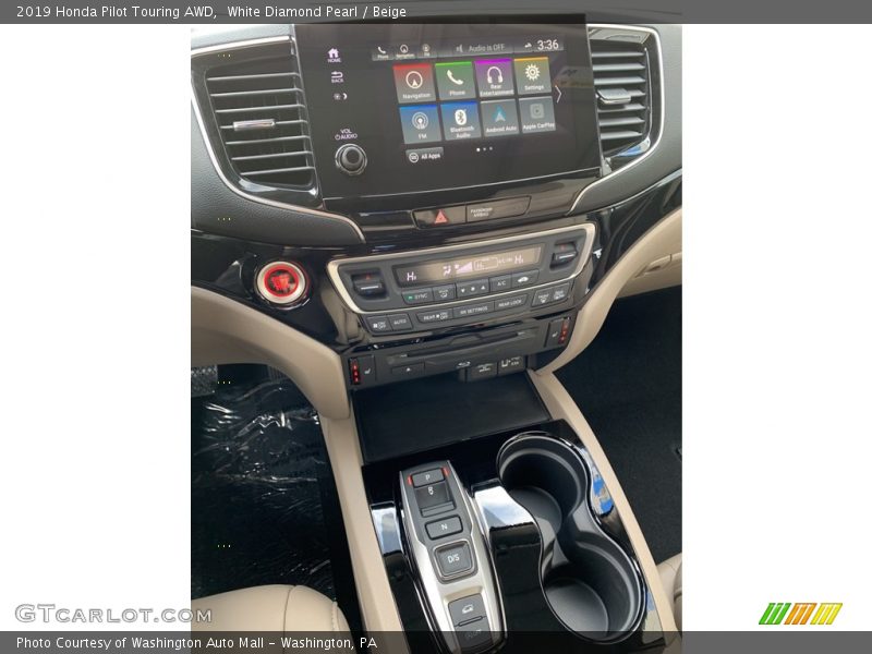 White Diamond Pearl / Beige 2019 Honda Pilot Touring AWD