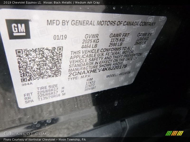 Mosaic Black Metallic / Medium Ash Gray 2019 Chevrolet Equinox LS