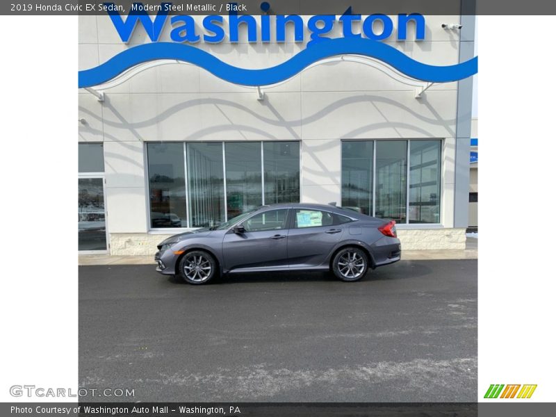 Modern Steel Metallic / Black 2019 Honda Civic EX Sedan