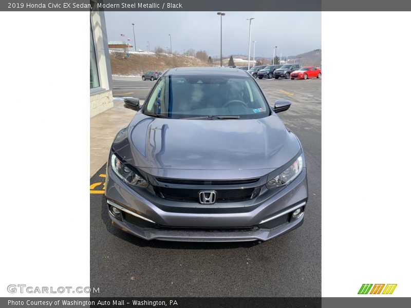 Modern Steel Metallic / Black 2019 Honda Civic EX Sedan