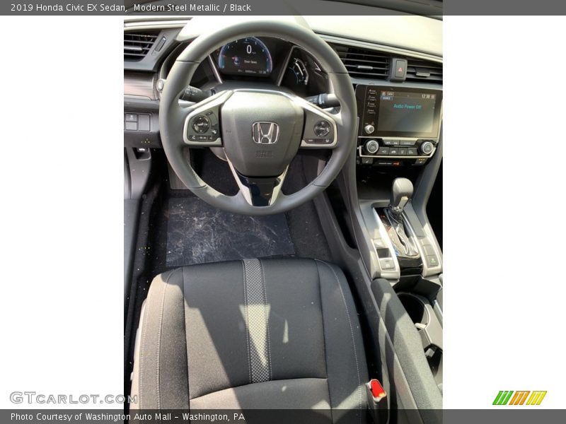 Modern Steel Metallic / Black 2019 Honda Civic EX Sedan