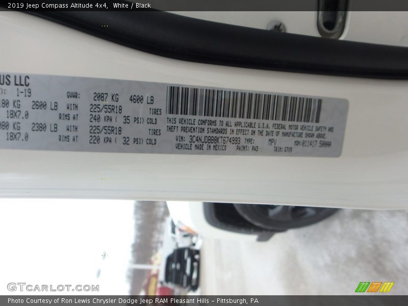 White / Black 2019 Jeep Compass Altitude 4x4