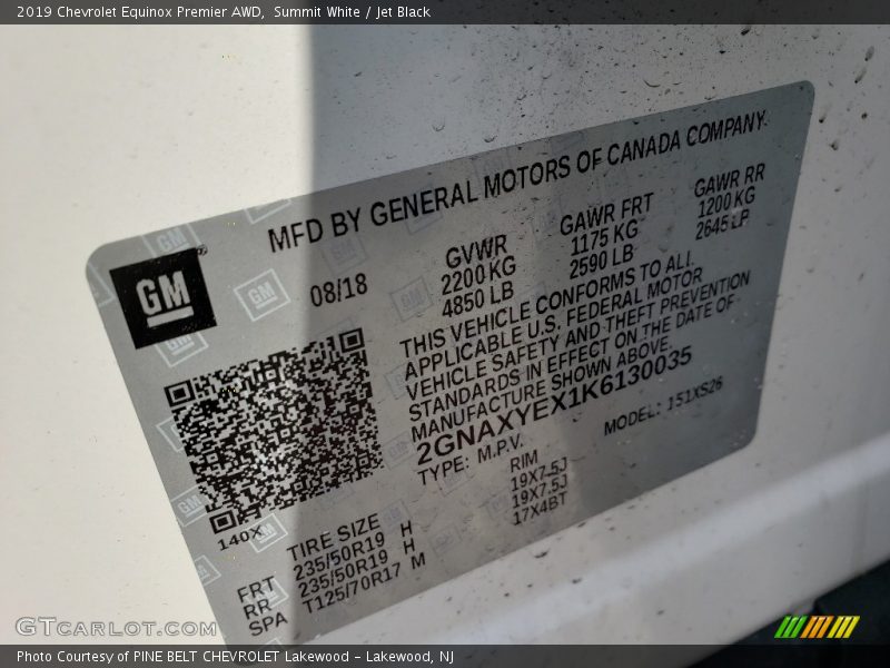 Summit White / Jet Black 2019 Chevrolet Equinox Premier AWD