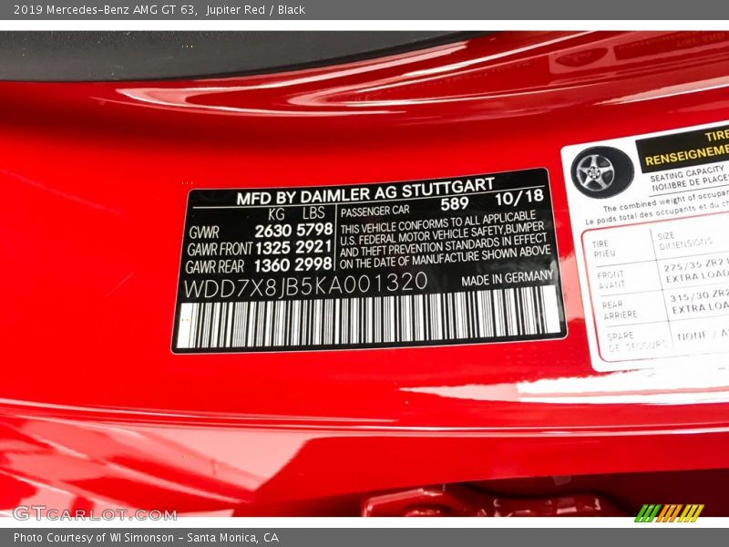 2019 AMG GT 63 Jupiter Red Color Code 589