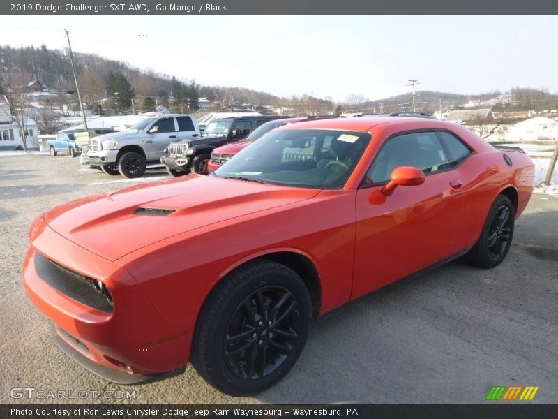 Go Mango / Black 2019 Dodge Challenger SXT AWD