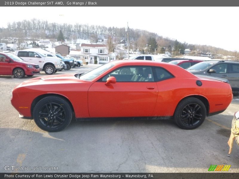 Go Mango / Black 2019 Dodge Challenger SXT AWD