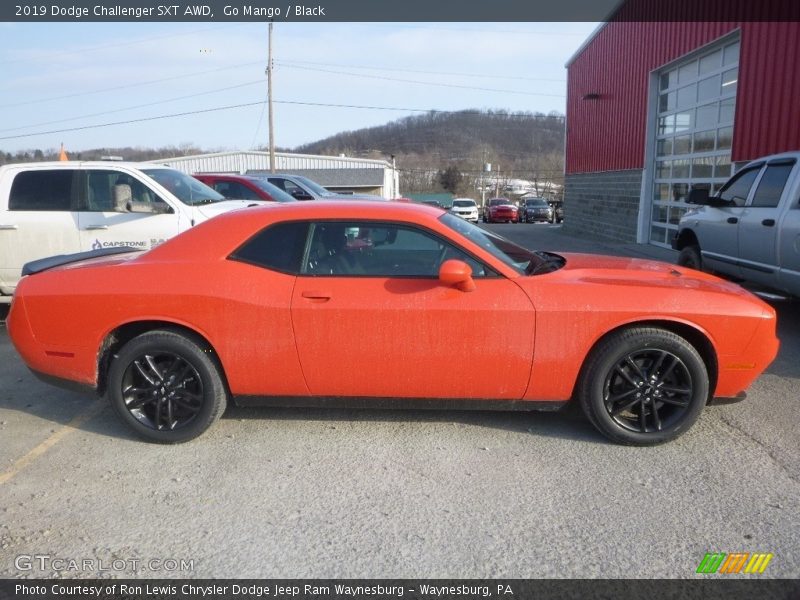 Go Mango / Black 2019 Dodge Challenger SXT AWD