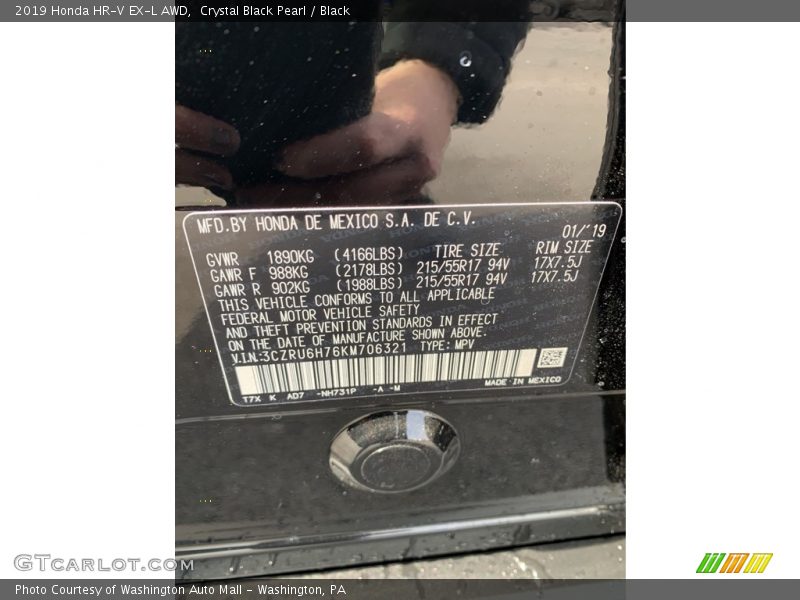 Crystal Black Pearl / Black 2019 Honda HR-V EX-L AWD