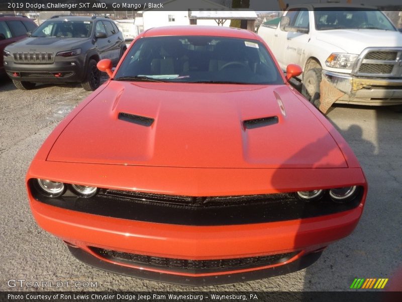 Go Mango / Black 2019 Dodge Challenger SXT AWD