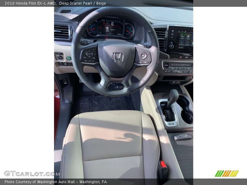 Deep Scarlet Pearl / Beige 2019 Honda Pilot EX-L AWD