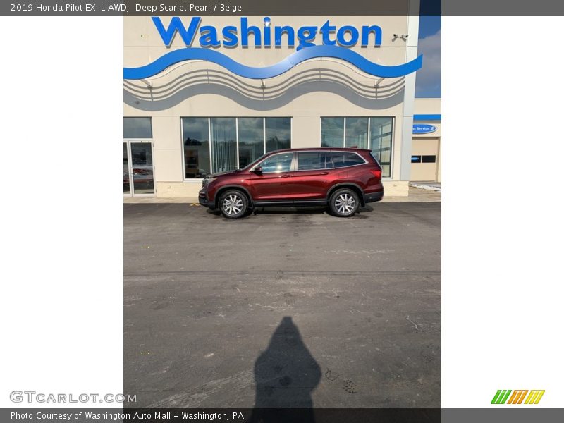 Deep Scarlet Pearl / Beige 2019 Honda Pilot EX-L AWD
