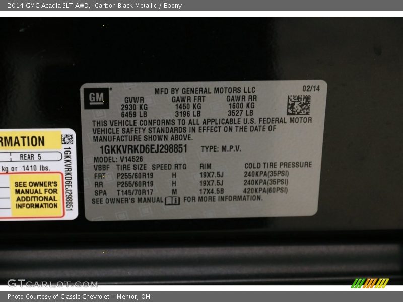 Carbon Black Metallic / Ebony 2014 GMC Acadia SLT AWD