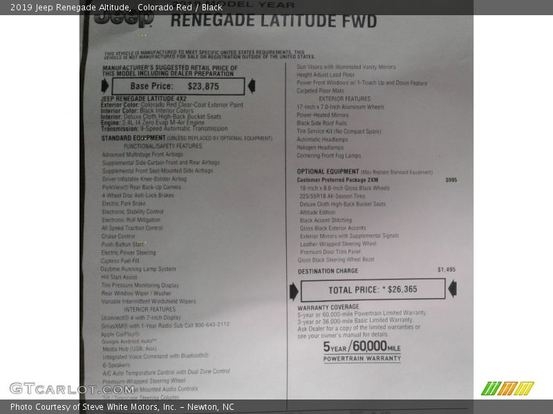 Colorado Red / Black 2019 Jeep Renegade Altitude