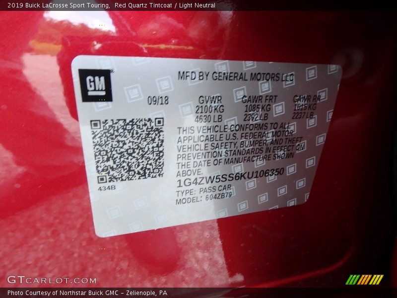 Red Quartz Tintcoat / Light Neutral 2019 Buick LaCrosse Sport Touring