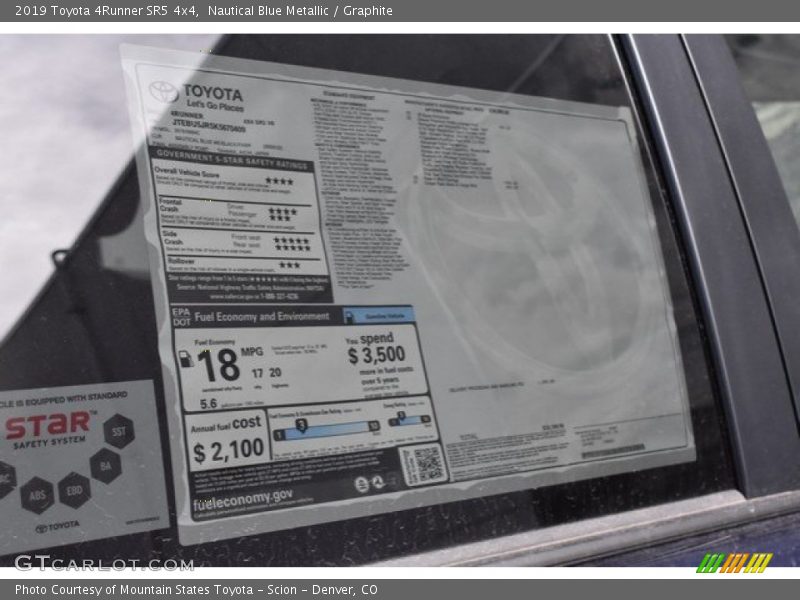 Nautical Blue Metallic / Graphite 2019 Toyota 4Runner SR5 4x4