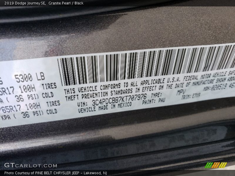 Granite Pearl / Black 2019 Dodge Journey SE