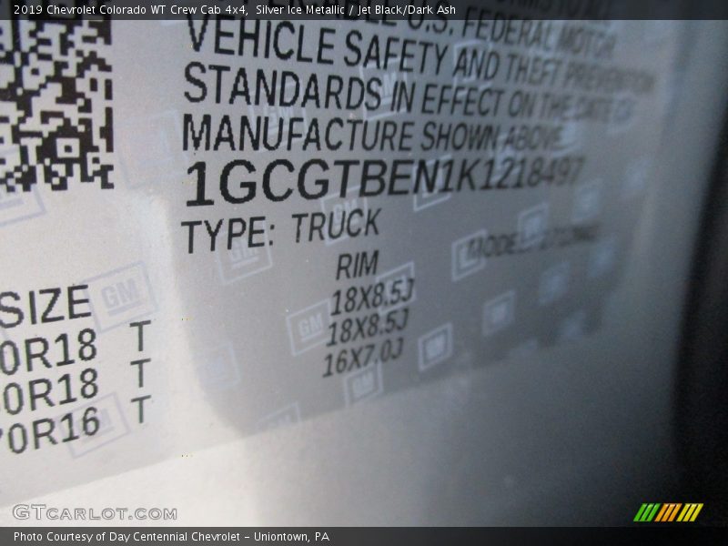 Silver Ice Metallic / Jet Black/Dark Ash 2019 Chevrolet Colorado WT Crew Cab 4x4