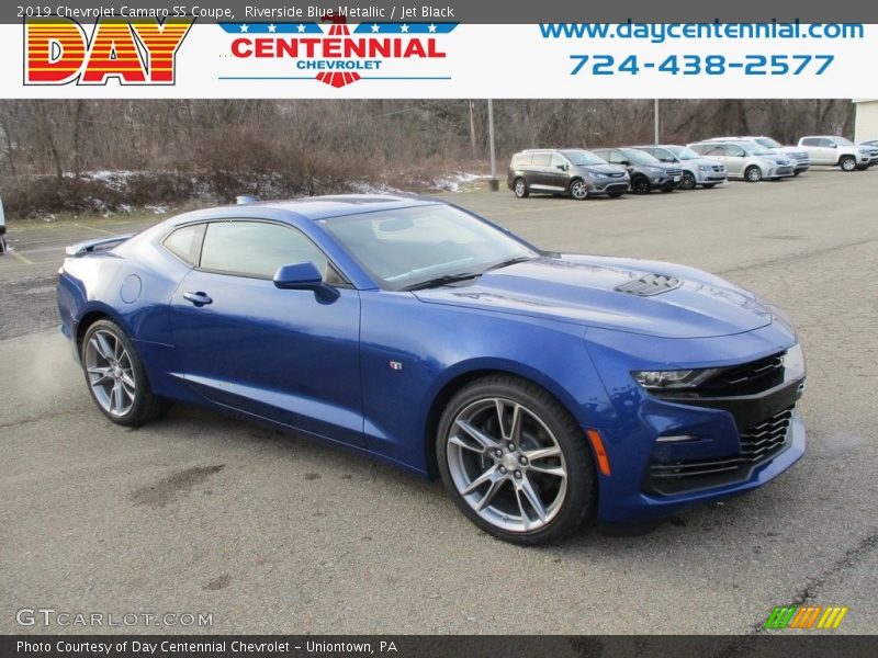 Riverside Blue Metallic / Jet Black 2019 Chevrolet Camaro SS Coupe