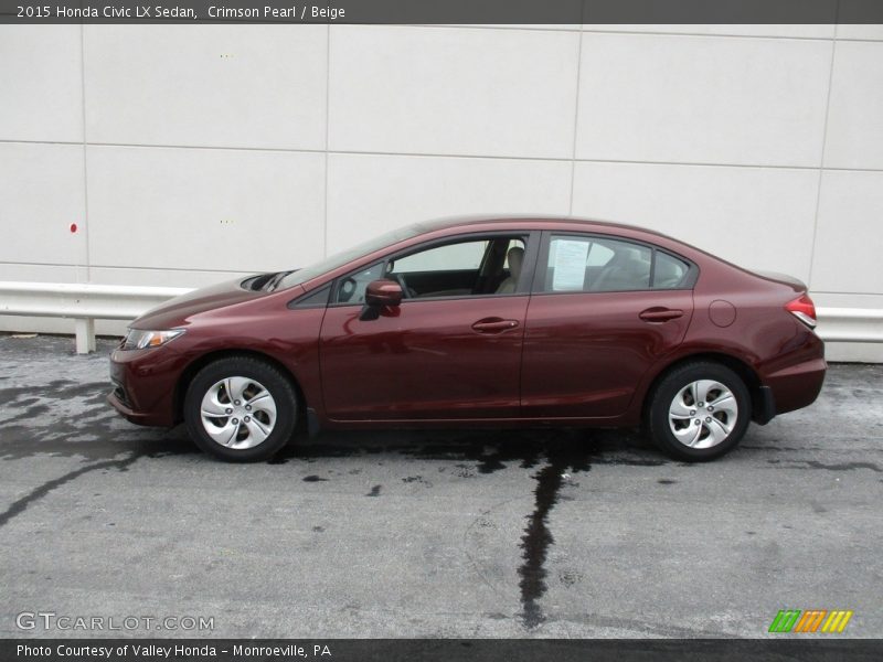 Crimson Pearl / Beige 2015 Honda Civic LX Sedan