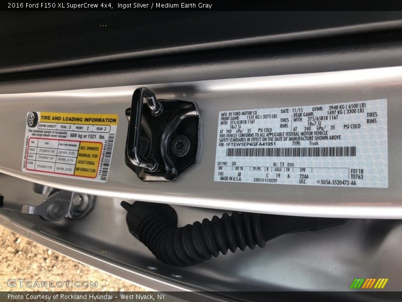 Ingot Silver / Medium Earth Gray 2016 Ford F150 XL SuperCrew 4x4