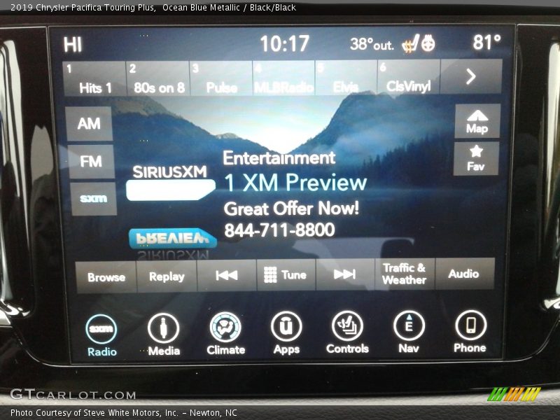 Ocean Blue Metallic / Black/Black 2019 Chrysler Pacifica Touring Plus