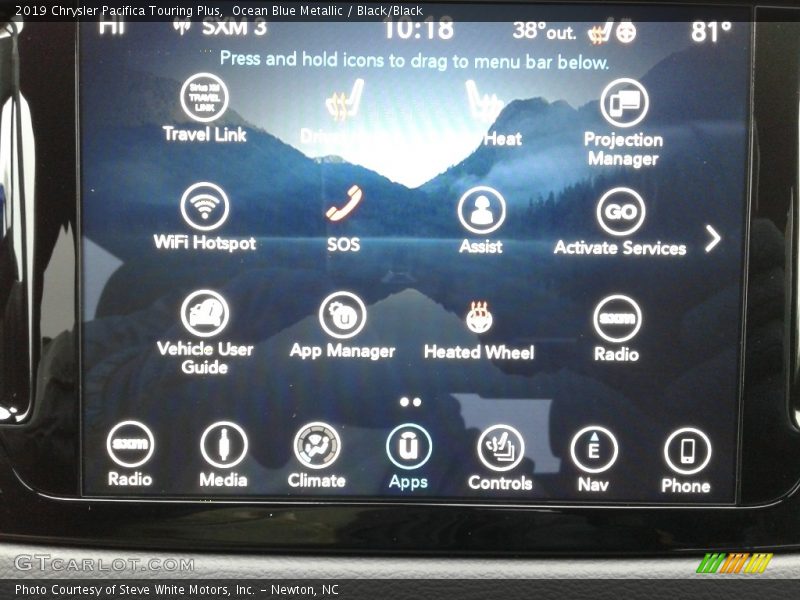 Ocean Blue Metallic / Black/Black 2019 Chrysler Pacifica Touring Plus