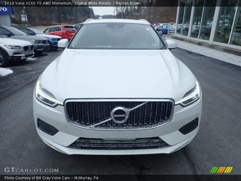 Crystal White Metallic / Maroon Brown 2019 Volvo XC60 T6 AWD Momentum