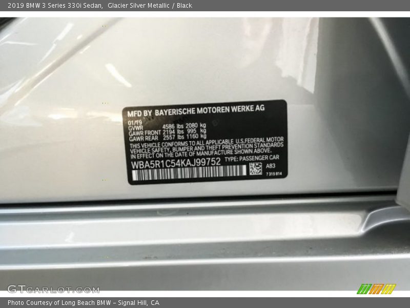 2019 3 Series 330i Sedan Glacier Silver Metallic Color Code A83