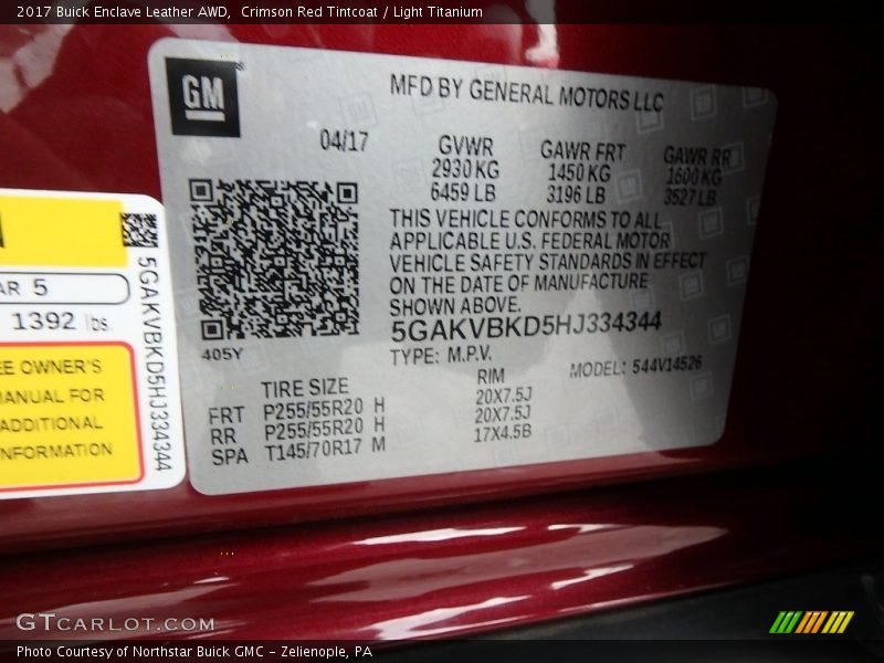 Crimson Red Tintcoat / Light Titanium 2017 Buick Enclave Leather AWD