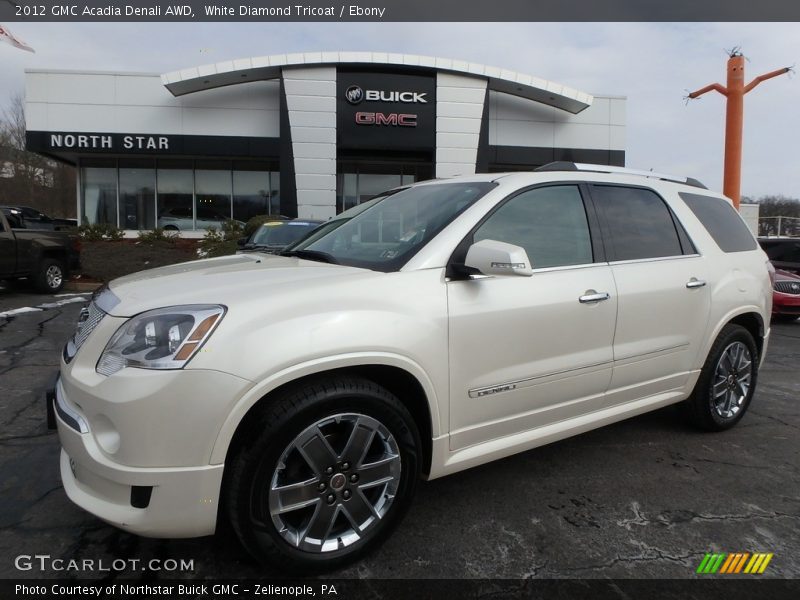White Diamond Tricoat / Ebony 2012 GMC Acadia Denali AWD