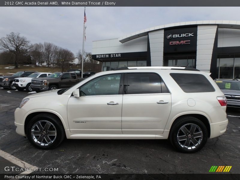 White Diamond Tricoat / Ebony 2012 GMC Acadia Denali AWD