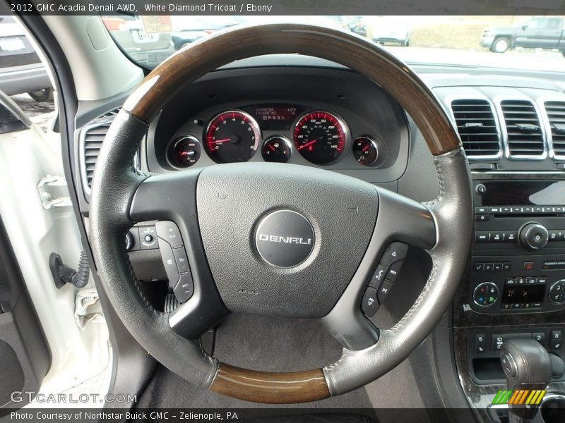 White Diamond Tricoat / Ebony 2012 GMC Acadia Denali AWD