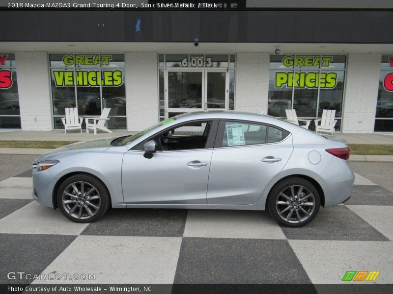 Sonic Silver Metallic / Black 2018 Mazda MAZDA3 Grand Touring 4 Door