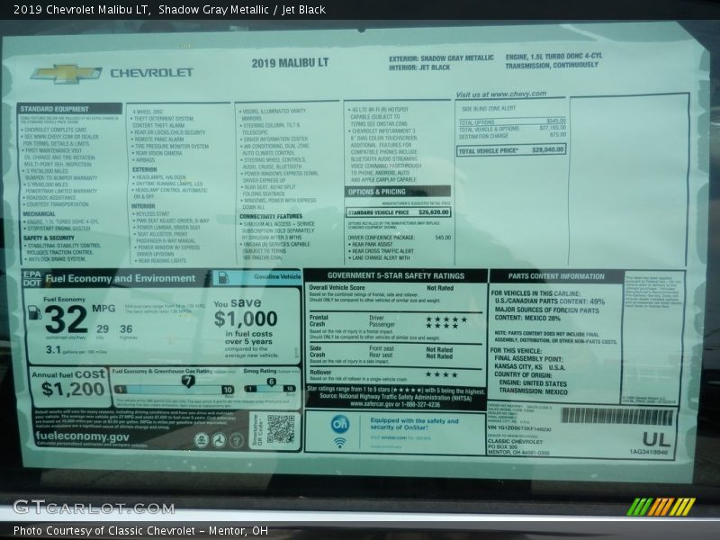Shadow Gray Metallic / Jet Black 2019 Chevrolet Malibu LT