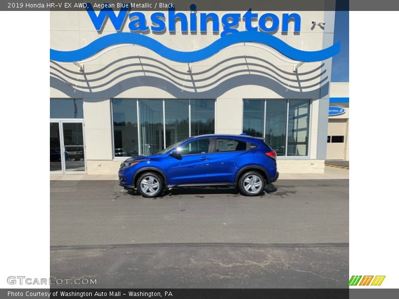 Aegean Blue Metallic / Black 2019 Honda HR-V EX AWD