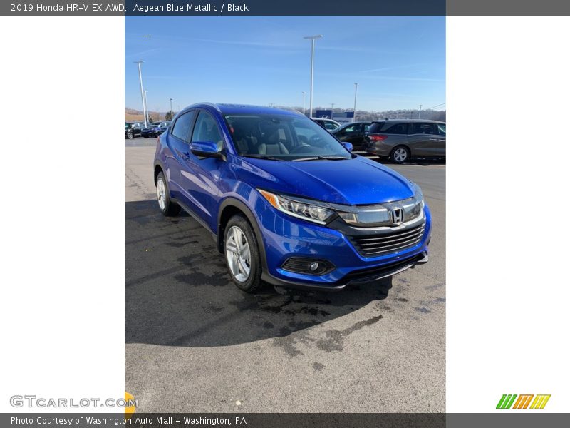 Aegean Blue Metallic / Black 2019 Honda HR-V EX AWD