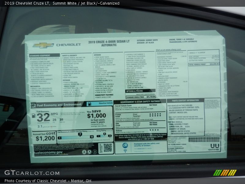 Summit White / Jet Black/­Galvanized 2019 Chevrolet Cruze LT