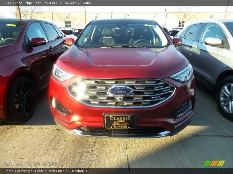 Ruby Red / Ebony 2019 Ford Edge Titanium AWD