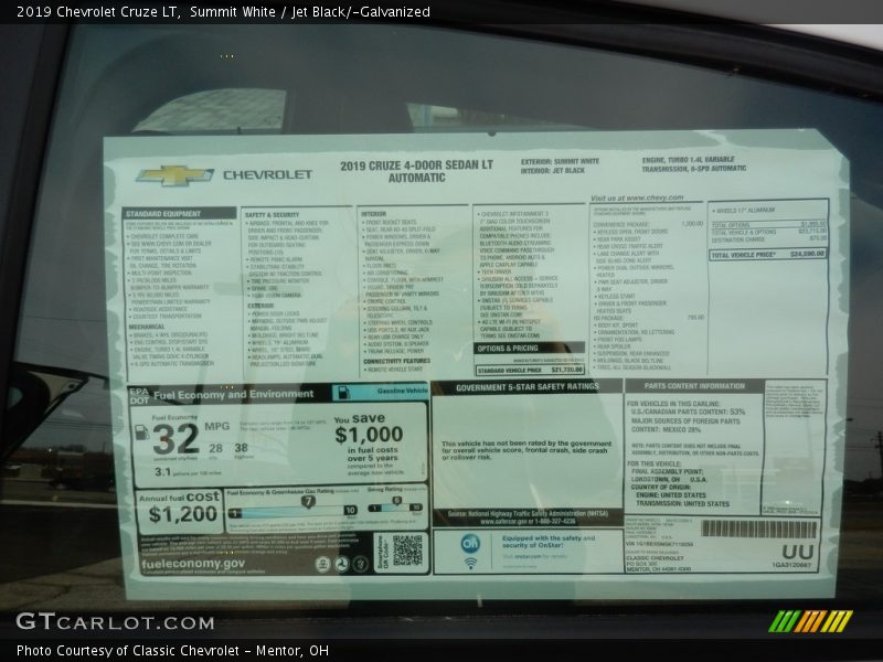 Summit White / Jet Black/­Galvanized 2019 Chevrolet Cruze LT