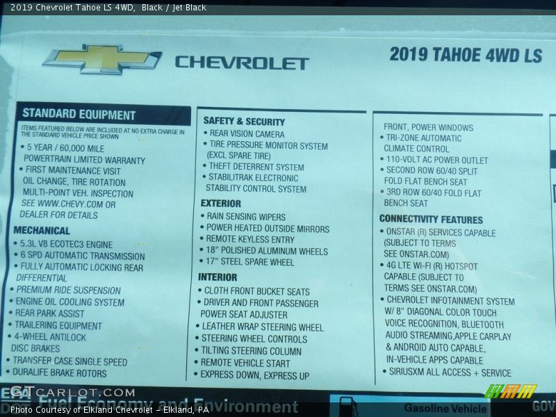 Black / Jet Black 2019 Chevrolet Tahoe LS 4WD