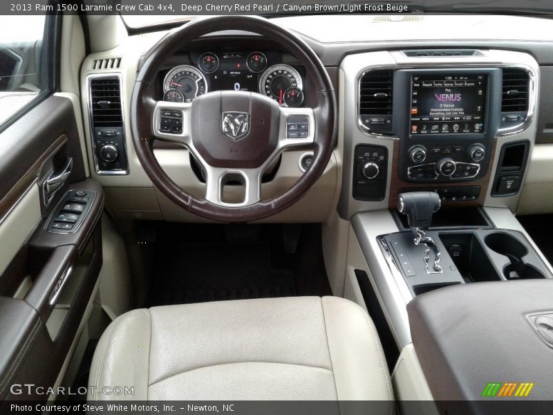 Deep Cherry Red Pearl / Canyon Brown/Light Frost Beige 2013 Ram 1500 Laramie Crew Cab 4x4