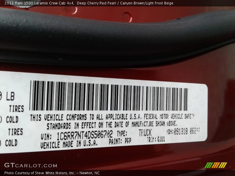 Deep Cherry Red Pearl / Canyon Brown/Light Frost Beige 2013 Ram 1500 Laramie Crew Cab 4x4