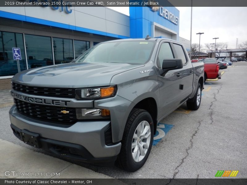 Satin Steel Metallic / Jet Black 2019 Chevrolet Silverado 1500 Custom Crew Cab 4WD