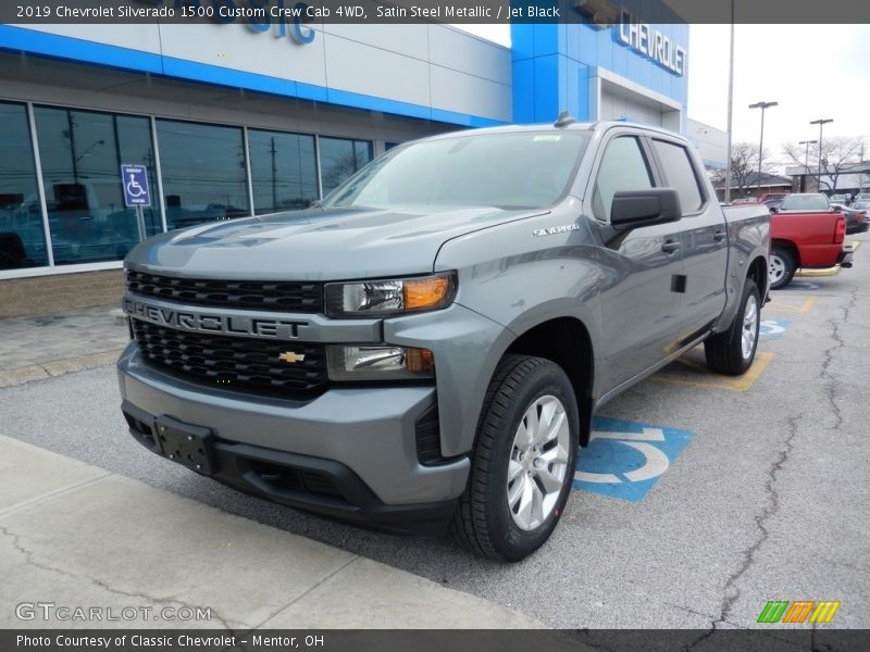 Satin Steel Metallic / Jet Black 2019 Chevrolet Silverado 1500 Custom Crew Cab 4WD