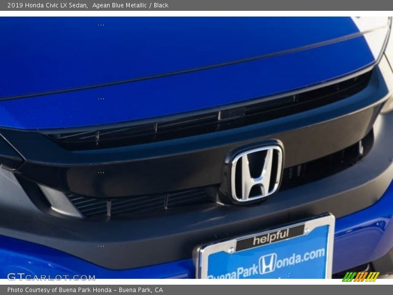 Agean Blue Metallic / Black 2019 Honda Civic LX Sedan