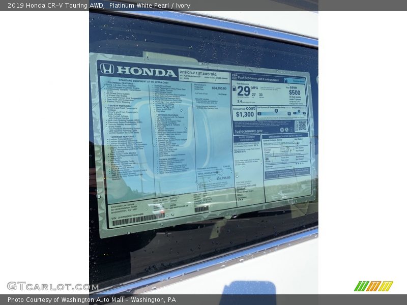 Platinum White Pearl / Ivory 2019 Honda CR-V Touring AWD